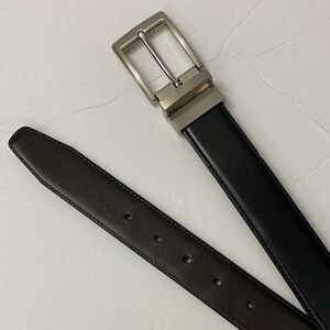 Men's Black and Brown Leather Belt